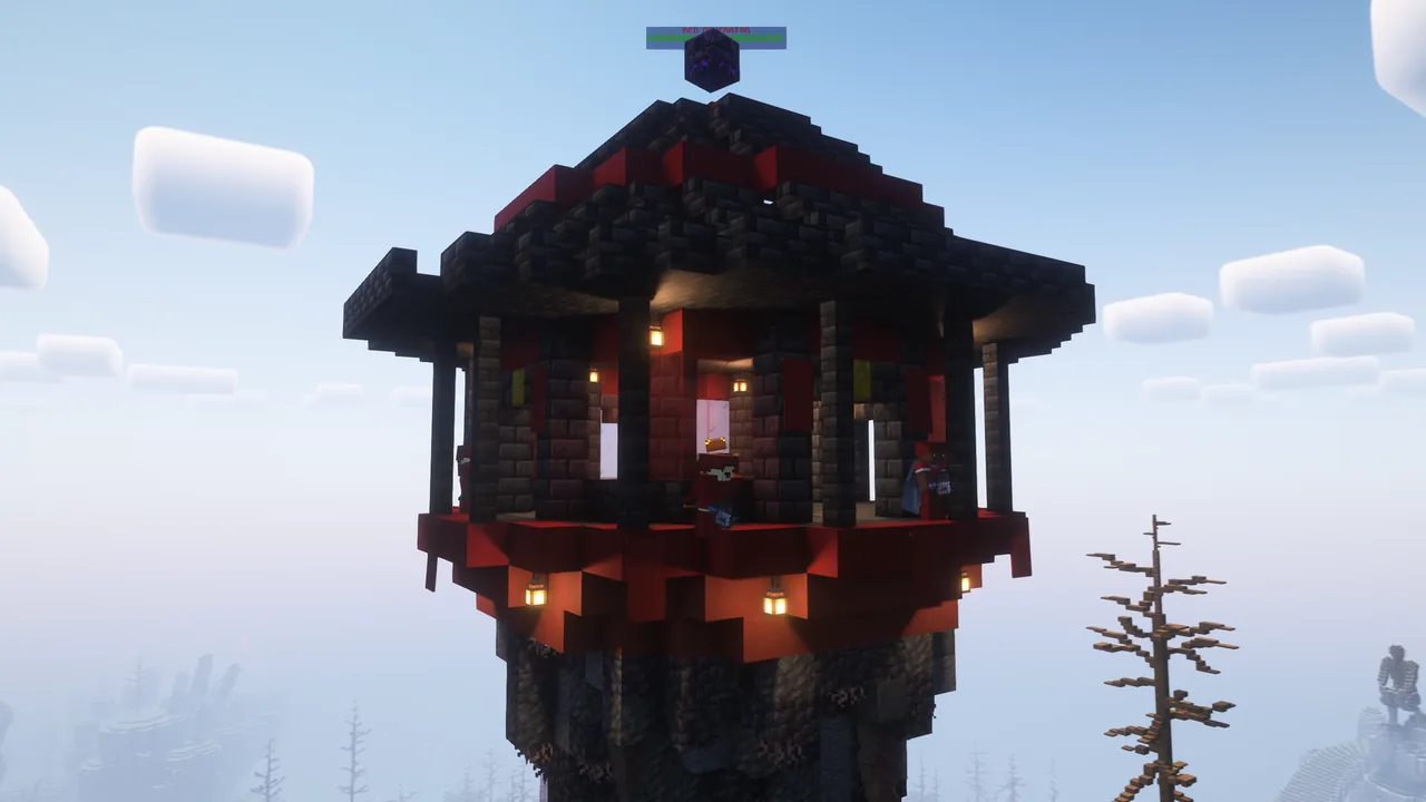 A team base hanging in the sky over the map